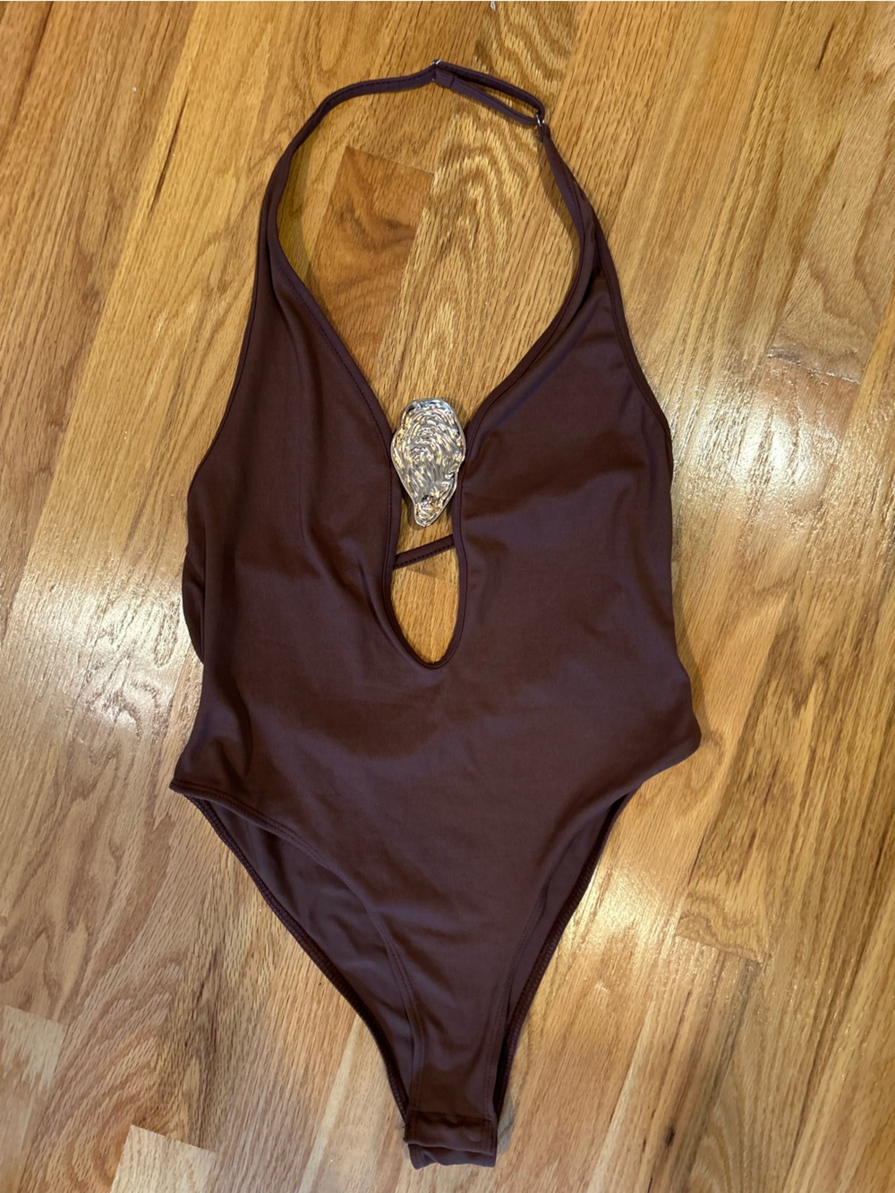 SHEIN Dark Brown One-Shoulder Bodysuit